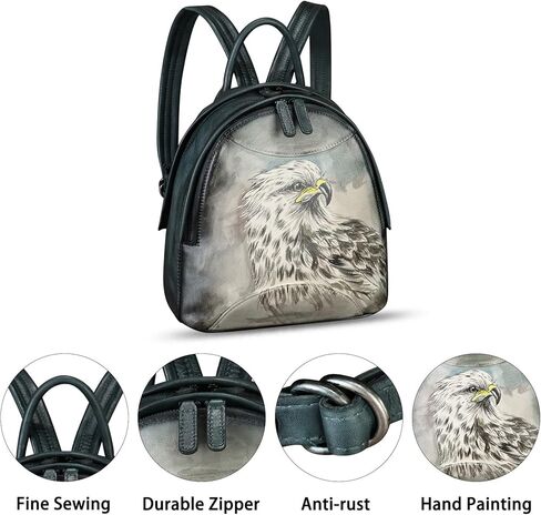 حقيبة ظهر من الجلد الطبيعي للنساء محفظة مرسومة يدويًا من الجلد القديم حقيبة ظهر جامعية مصنوعة يدويًا حقيبة ظهر كاجوال (Pattern5) in Kuwait