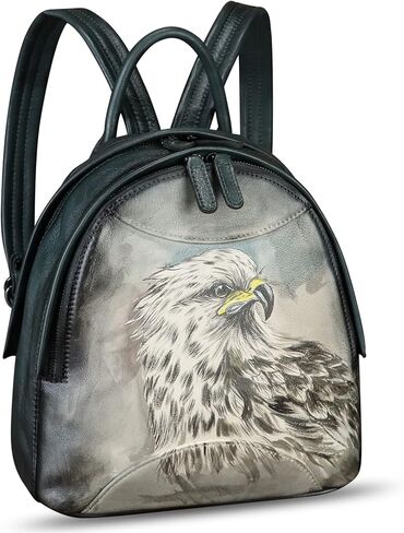 حقيبة ظهر من الجلد الطبيعي للنساء محفظة مرسومة يدويًا من الجلد القديم حقيبة ظهر جامعية مصنوعة يدويًا حقيبة ظهر كاجوال (Pattern5) in Kuwait