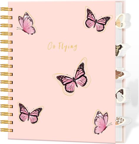 Aesthetic Spiral Notebook Prayer Journal for Women 7 X 8.5 Hardcover 5 Subject College Ruled Notebook with Dividers Contents 100GSM Paper Cute Notebooks for School Bible Work Home, Pink in Saudi Arabia