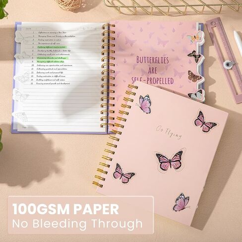 Aesthetic Spiral Notebook Prayer Journal for Women 7 X 8.5 Hardcover 5 Subject College Ruled Notebook with Dividers Contents 100GSM Paper Cute Notebooks for School Bible Work Home, Pink in Saudi Arabia