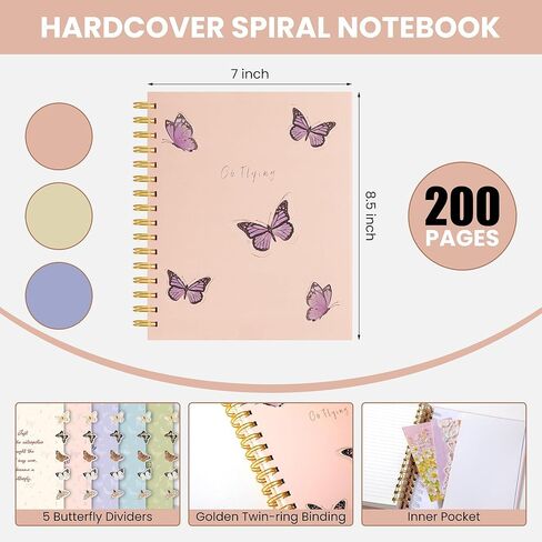 Aesthetic Spiral Notebook Prayer Journal for Women 7 X 8.5 Hardcover 5 Subject College Ruled Notebook with Dividers Contents 100GSM Paper Cute Notebooks for School Bible Work Home, Pink in Saudi Arabia