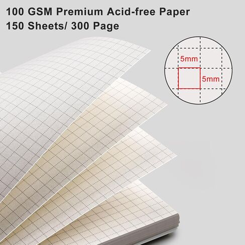 AHGXG Graph Paper Notebook, 300 Pages Spiral Notebook 8.5" x 11", A4 Large Grid Paper Notebook, 100gsm Thick Paper, Plastic Hardcover Journals for School Engineering Math, Transparent in Saudi Arabia