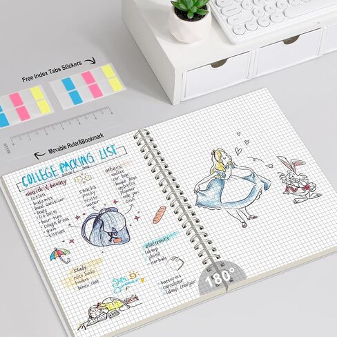 AHGXG Graph Paper Notebook, 300 Pages Spiral Notebook 8.5" x 11", A4 Large Grid Paper Notebook, 100gsm Thick Paper, Plastic Hardcover Journals for School Engineering Math, Transparent in Saudi Arabia