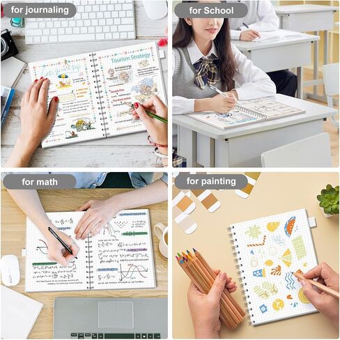 AHGXG Graph Paper Notebook, 300 Pages Spiral Notebook 8.5" x 11", A4 Large Grid Paper Notebook, 100gsm Thick Paper, Plastic Hardcover Journals for School Engineering Math, Transparent in Saudi Arabia