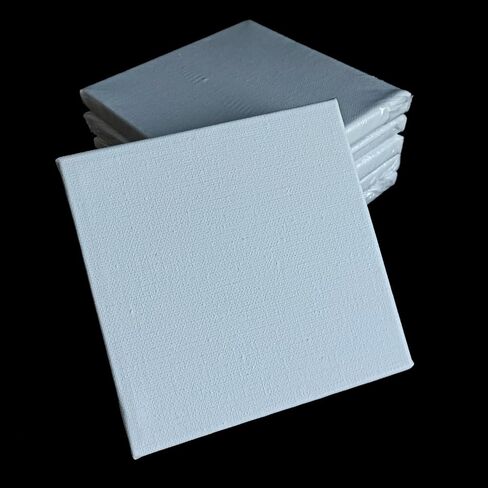 لوحة قماش كتان من KYMY، 6 قطع من لوحات قماشية دائرية ممتدة من الكتان مع 5.9 بوصة × 5.9 بوصة، لوحة قماشية بيضاء فارغة لمشروع الرسم، ألوان مائية، دهانات زيتية وأكريليك، غواش in Kuwait