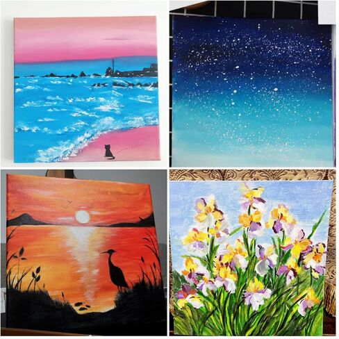 لوحة قماش كتان من KYMY، 6 قطع من لوحات قماشية دائرية ممتدة من الكتان مع 5.9 بوصة × 5.9 بوصة، لوحة قماشية بيضاء فارغة لمشروع الرسم، ألوان مائية، دهانات زيتية وأكريليك، غواش in Kuwait