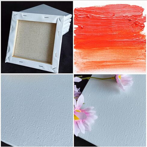 لوحة قماش كتان من KYMY، 6 قطع من لوحات قماشية دائرية ممتدة من الكتان مع 5.9 بوصة × 5.9 بوصة، لوحة قماشية بيضاء فارغة لمشروع الرسم، ألوان مائية، دهانات زيتية وأكريليك، غواش in Kuwait