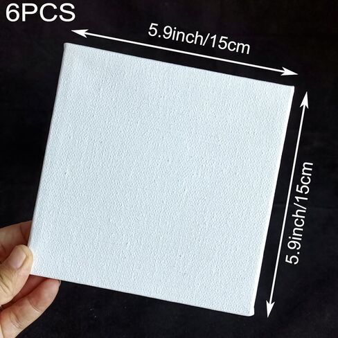 لوحة قماش كتان من KYMY، 6 قطع من لوحات قماشية دائرية ممتدة من الكتان مع 5.9 بوصة × 5.9 بوصة، لوحة قماشية بيضاء فارغة لمشروع الرسم، ألوان مائية، دهانات زيتية وأكريليك، غواش in Kuwait