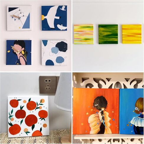 لوحة قماش كتان من KYMY، 6 قطع من لوحات قماشية دائرية ممتدة من الكتان مع 5.9 بوصة × 5.9 بوصة، لوحة قماشية بيضاء فارغة لمشروع الرسم، ألوان مائية، دهانات زيتية وأكريليك، غواش in Kuwait