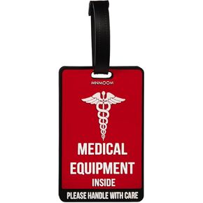 mnmoom Medical Equipment Luggage Tag -Travel Essentials Medical Luggage Tag (Red, 2 Pack)