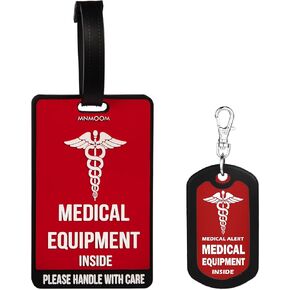 mnmoom Medical Equipment Luggage Tag -Travel Essentials Medical Luggage Tag (Red, 2 Pack) in Kuwait