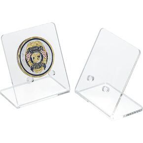 2 Pack Challenge Coin Holders, Coin Display Stand, Clear Acrylic Mini Easel, Medallion Coin Storage Stand