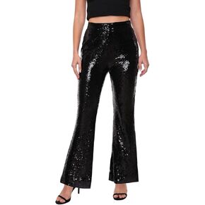 Women’s Sequin Pants Glitter Bell Bottoms Casual High Waist Wide Leg Flare Trousers Party Disco Clubwear