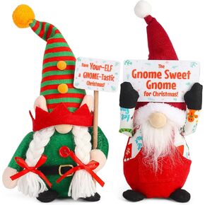 2 Pcs Christmas Gnomes Set with Gift Bag – Soft Gnomes Plush Gnomes Decorations for Home, Gnome Decor Children Gift, Christmas Doll Home Decor, Office, Party, Hotel Mall Window Decoration