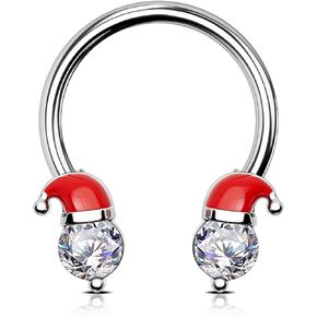OUFER Christmas Septum Jewelry, Santa Hat Antlers Design Septum Rings 16G, 316L Stainless Steel Septum Piercing, Cartilage Helix Conch Lip Piercing Jewelry …