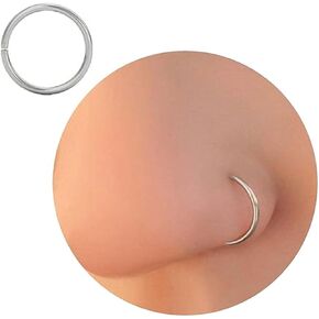 Pure 925 Stearling Silver Nose Ring Hoops for Women Cute Tiny Nose Piercing Hoop Jewelry 20, 22, 24 Gauge 5mm 6mm 7mm 8mm 9mm Thick Nose Ring Looks Batter Than Nose Pin Snug Fitting