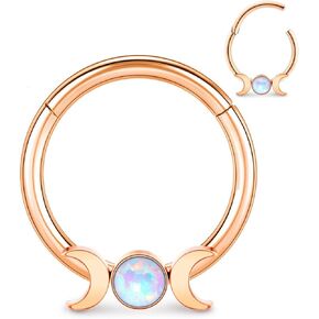 Longbeauty Septum Rings 16g Unique Septum Clicker Gold Black Nose Rings Surgical Steel Rook Helix Daith Piercing Jewelry for Women Men