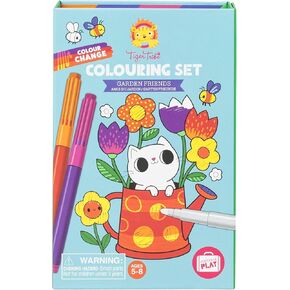 Tiger Tribe: Color Change Coloring Set - Garden Friends - Activity Set, Magic Marker Changes Colors, Themed Pages, Markers, Storage Box, Kids Ages 5+
