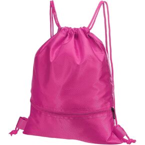 PATIKIL Drawstring Backpack Bag, Drawstring Gym Bags String Backpack with Zip Pocket for Women Men, White