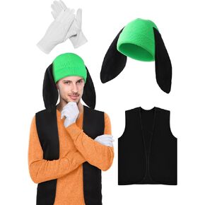 4 Pcs Halloween Dog Costume Cartoon Character Costume Hat Ears Headband Vest Gloves for Adults Cosplay Party