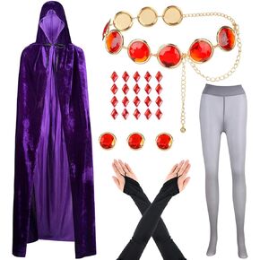Halloween Cosplay Costume Set Include Velvet Cloak Waist Belt Pantyhose Gloves Sticker for Women Anime Dress Up