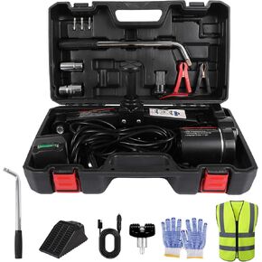 Electric Car Jack Kit Foor Jack 3 Ton 12V Car Scissor Jack for Sedan SUV Portable Vehicle Lift Jack Emergency Repair Kit with A Iron Wrench