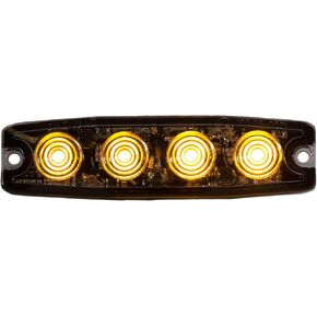 منتجات المشترين 8892240 ضوء ستروب LED رفيع للغاية مقاس 4.5 بوصة، كهرماني، 4 مصابيح LED، أنماط فلاش متزامنة ومتناوبة، ضوء طوارئ للمركبات وأضواء الشاحنات والمقطورات وملحقاتها