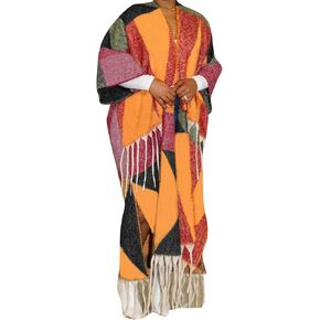 Ecirod Womens 2024 Fall Open Front Fringe Knit Cardigan Long Sweaters Aztec Double Slit Tassels Kimono Duster Cardigans