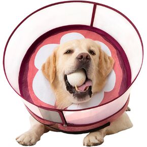 Inflatable Dog Cone Collar for Large Medium Small Dogs, Soft Dog Donut Collar Adjustable Recovery Cone for Pets After Surgery, Extra Enhanced Anti-Licking Guard Shield for Pets (X-Large, Strawberry)