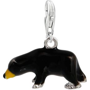Sexy Sparkles Bear Charm for Bracelet – 3D Walking American Black Bear Clip-On Charm, Compatible with Chain Link Bracelets and Necklaces, Includes Lobster Clasp