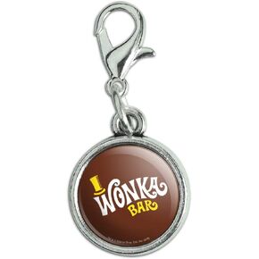GRAPHICS & MORE Willy Wonka and the Chocolate Factory Wonka Bar Logo Antiqued Bracelet Pendant Zipper Pull Charm with Lobster Clasp