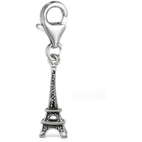 Sexy Sparkles Paris Eiffel Tower Charm Pendant – Clip-On Charm with Lobster Clasp, Compatible with European Charm Bracelets and Necklaces