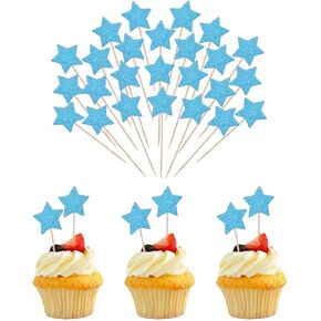 60pcs Star Cupcake Toppers Glitter Assembled Twinkle Star Cupcake Picks Wedding Anniversary Engagement Bridal Baby Shower Birthday Party Cake Decorations Gold