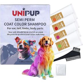 4 Color Semi-Permanent Dog Hair Dye with Brushes & Gloves Safe and Gentle Pet Hair Dye for Dogs, Cats and All Pets