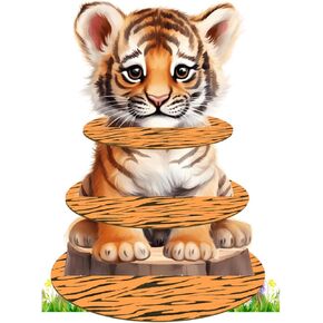 umoni Tiger Cupcake Stand 3Tiers Tiger Party Cupcake Holder Tiger Birthday Party Decorations Tiger Cupcake Desserts Tower for Tiger Themed Safari Baby Shower Supplies