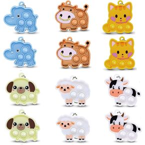 12Pcs Animal Pop Fidget Toys Party Favors Animal Fidget Sensory Toys Birthday Party Favors for Kids Pinata Stuffers Treasure Chest Prizes Box Toys for Kids Classroom Prizes