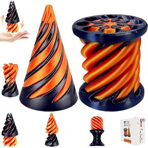 2Pcs Impossible Cone, Spiral Cone Fidget Toy, 3D Printed Spiral Cone Toy, Pass Through Pyramid Fidget Toy Spiral Fidget Toy for Adults (Green)