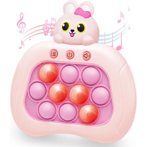 Quick Push Pop Fidget Game Toys, Bunney Light Up Fidget Toy with 1 Min Auto-Off Electric Pop Bubble Game Controller Handheld Puzzle Sensory Toys Birthday Christmas Easter Gifts Toys for Kids