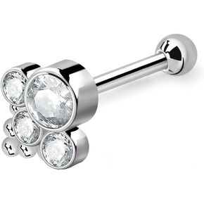 Pierced Owl 16GA G23 Titanium Internally Threaded CZ Crystal Cluster with Ball Cluster Barbell Stud