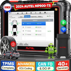 Autel MaxiPRO MP900TS Scanner, 2024 8IN MP900-TS Upgrade of MP900BT/ MS906TS/ MK900TS, DoIP CANFD, Full TPMS as MS906 Pro-TS, Advanced ECU Coding, 40+ Services, 3K+ Bidirectional Tool, Auto Scan 2.0