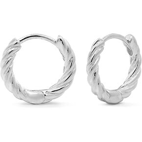 Boma Jewelry Sterling Silver Braided Texture Hoop Earrings, 1/2 Inch
