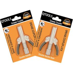 2pcs Grease Gun Coupler Locks on to Zerk Fittings Grease Goes in10000 PSI Heavy Duty Grease Gun Tips Quick Lock and Release Compatible with All Grease Tool Guns 1/8" NPT Grease Gun Fittings