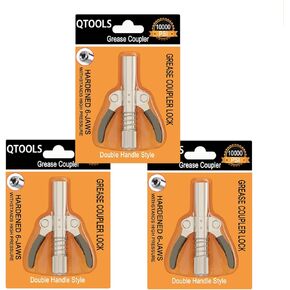 2pcs Grease Gun Coupler Locks on to Zerk Fittings Grease Goes in10000 PSI Heavy Duty Grease Gun Tips Quick Lock and Release Compatible with All Grease Tool Guns 1/8" NPT Grease Gun Fittings