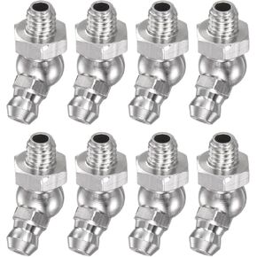 HARFINGTON 8 قطعة 304 الفولاذ المقاوم للصدأ 45 درجة تركيب الشحوم M8x1mm متري الموضوع حلمة الشحوم الهيدروليكية اكسسوارات للسيارة