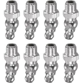 HARFINGTON 8pcs 304 Stainless Steel 45 Degree Grease Fitting M8x1mm Metric Thread Hydraulic Grease Nipple Accessories for Car