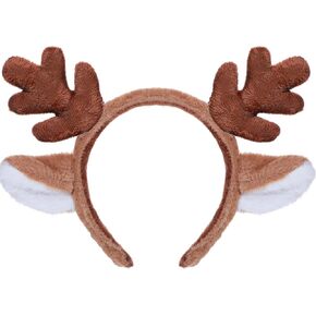 Christmas Reindeer Antlers Headband, Cute Xmas Deer Ear Head Accessories, Fluffy Realistic Deer Antlers Headband