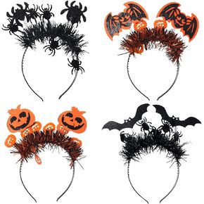Halloween Headband - 4Pcs Halloween Pumpkin Bat Spider Headband Day of the Dead Party Decoration Headbands Halloween Trick or Treat Theme Cute Hair Accessories