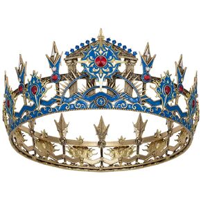 SWEETV War of the Gods Mythology Crown, Tiaras and Crowns for Women and Men, Gold Tiaras for Men, King Crown Diadem, Ancient Greece Headpiece for Prom Cosplay Wedding Halloween, Zeus Crown