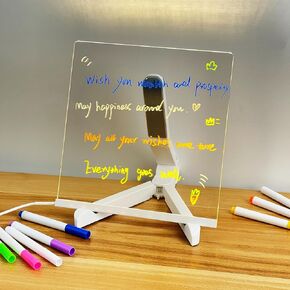 LED Board with Colors LED Light Sign Acrylic Wet Erase Board with Adjustable Stand Led Notes Board with 7 Pens Customizable Decor Mother's Day Gift (30 cm x 20 cm (11.81" x 7.87"))
