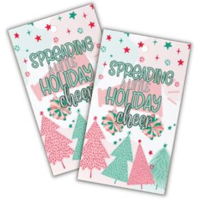 Spreading a Little Holiday Cheer Cheerleading Tags | 30 Pack Gift Cards 3.5x2" Pom Poms Dance Squad Red Green You’ve Been Cheer Ducked Christmas